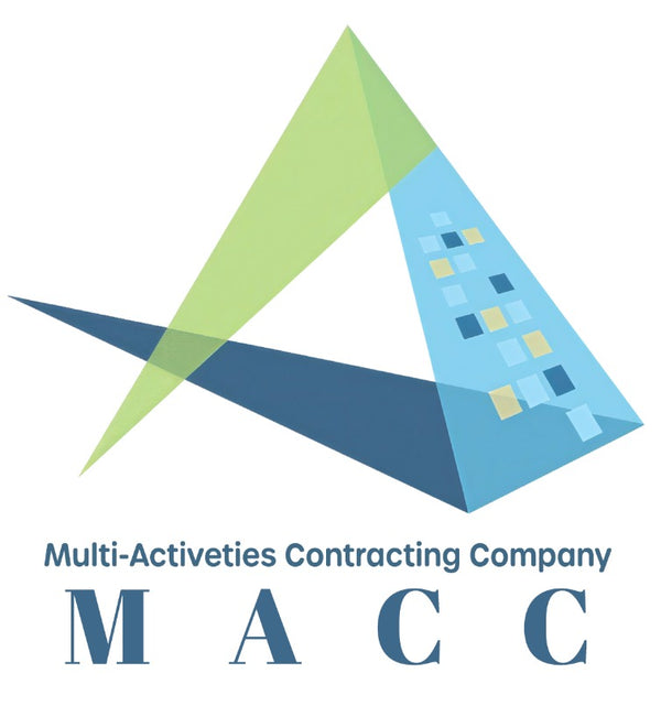 Logo of Multi-Activities Contracting Company with geometric design elements on a white background